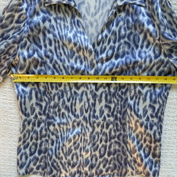 LAFAYETTE 148 NY | Blue & White Silk Long Sleeve Blouse Sz 8 - Picture 4 of 7